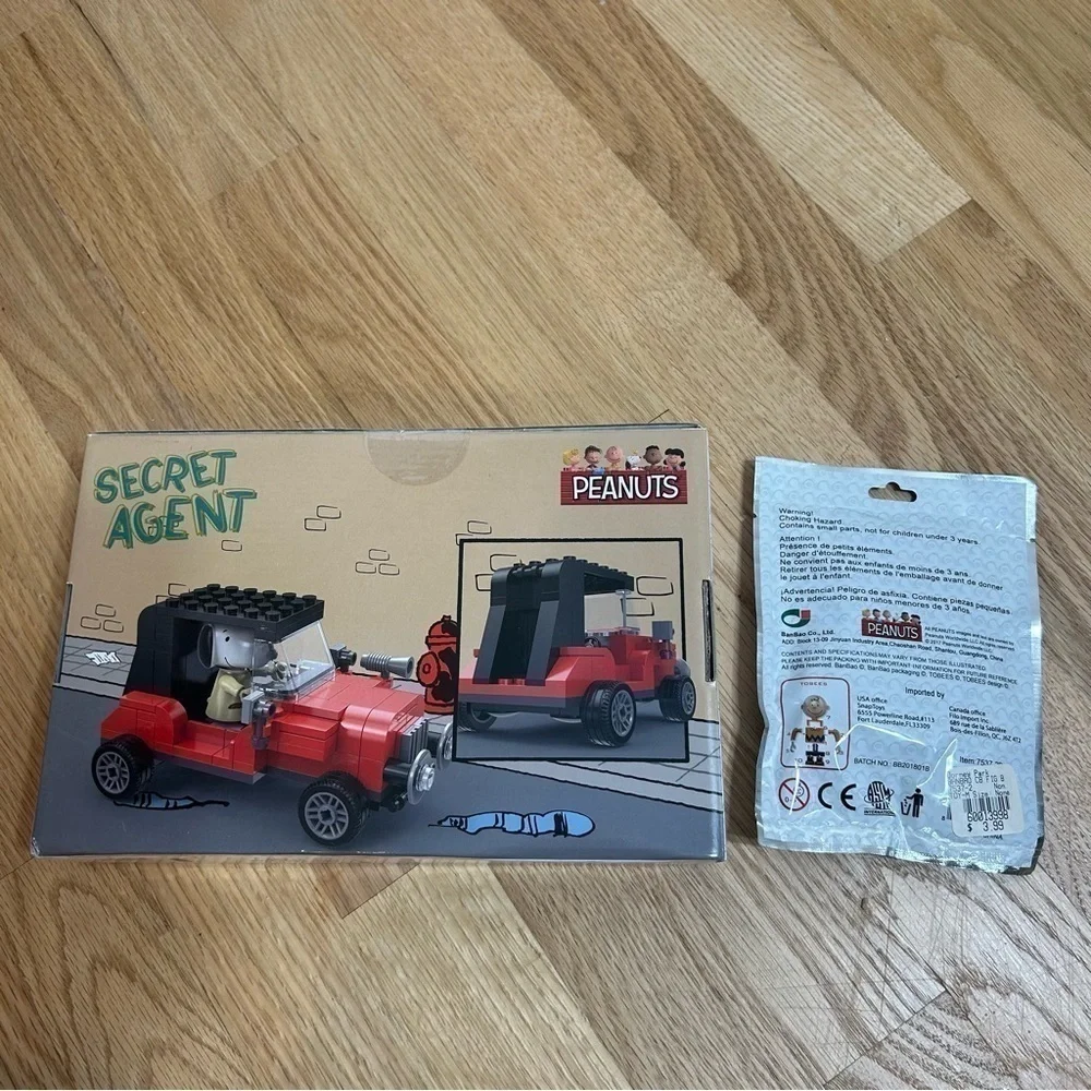 Peanuts Secret Agent Building Block Set Snoopy Dog Car Linoos LN8065 Banbao